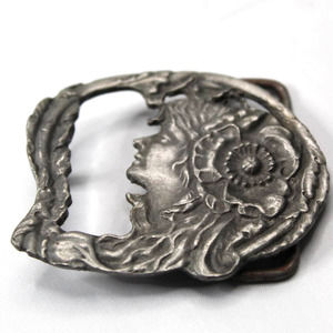 Vintage 1970's Art Nouveau style face belt buckle